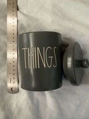 Rae Dunn charcoal 'THINGS' Ceramic Canister with Lid